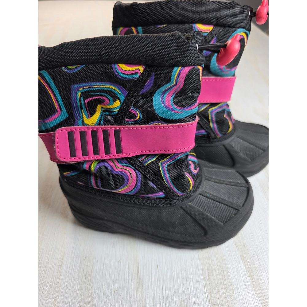 Thinsulate Insulated Snow Boots Toddler Size 9 Black Neon Hearts Y2K Winter